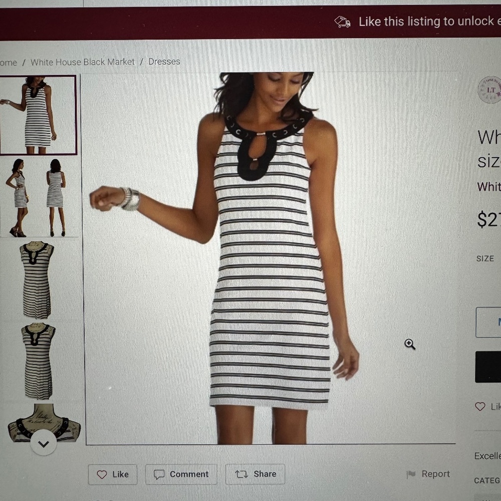 White House Black Market sleeveless black and white dress, size XXS, brand new